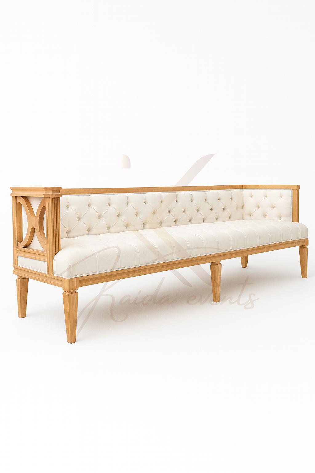 Banquette en bois capitonnée crème